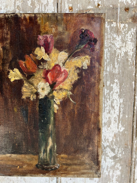 French Floral Oil on Canvas