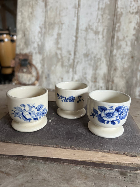 Trio of Vintage Transferware Eggcups