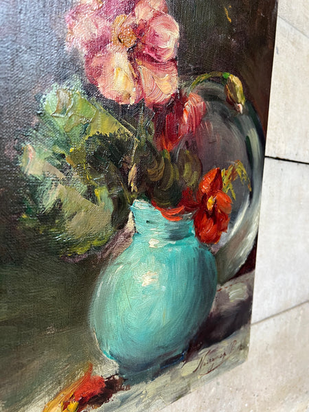 French Floral Oil on Canvas