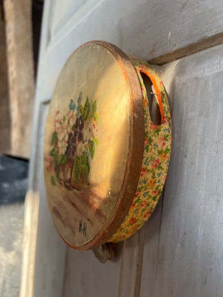 Sweet Painted Floral French Vintage Tambourine