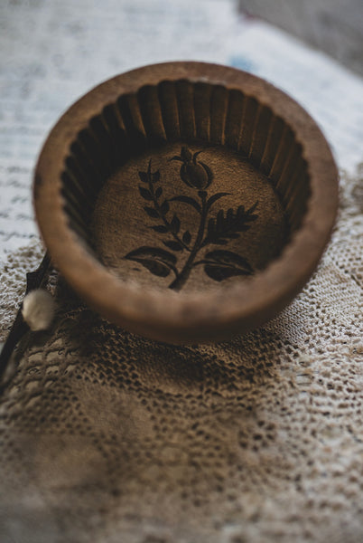 Vintage Floral Wooden Butter Mould