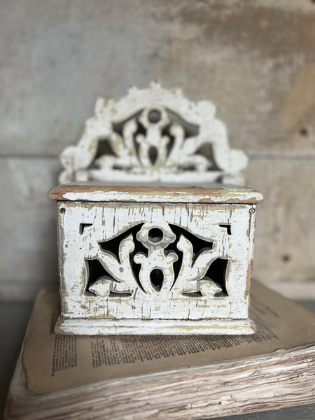 Folk art wooden salt box