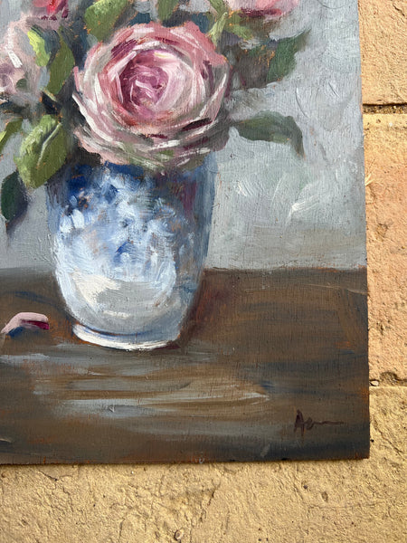 Beautiful Vintage Floral on Board