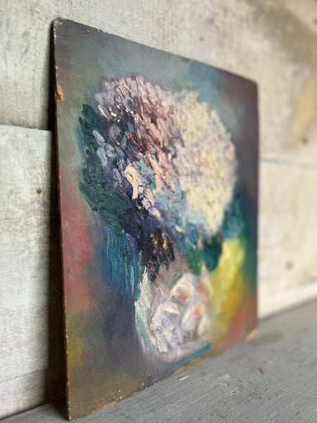 Small French Vintage Floral Oil Painting