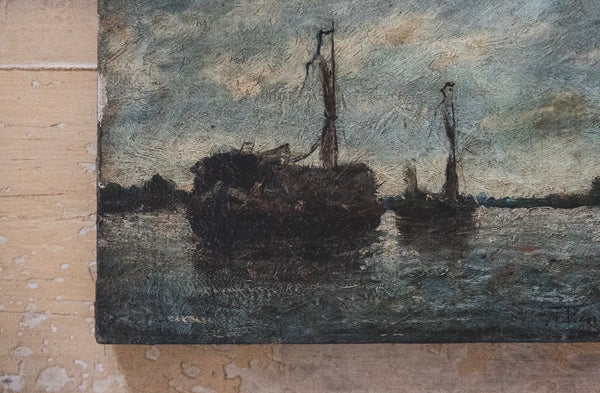 French Boat Painting on Canvas