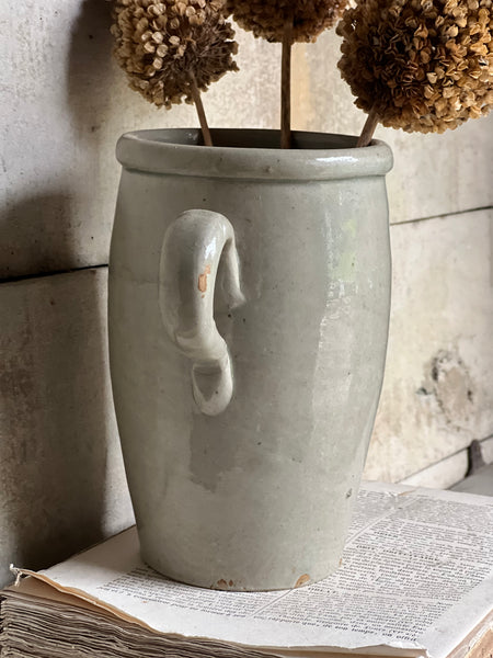 Vintage French Handled Stoneware Pot