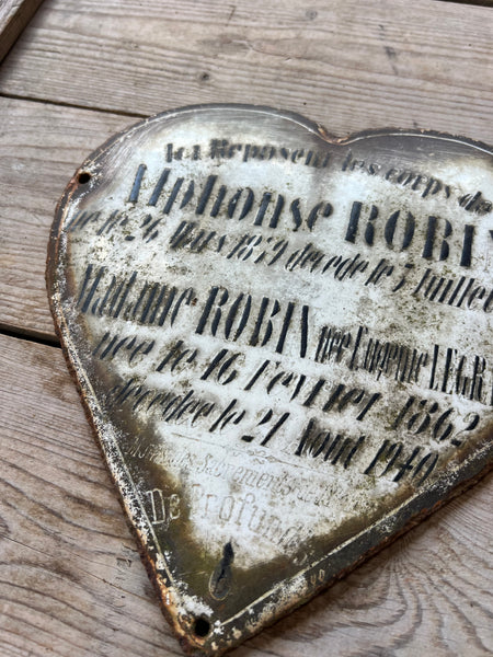 Large Vintage French Rustic Memorial Heart