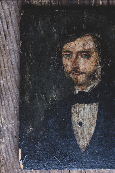 Antique French Portrait on Board - Grandfather Faure from Limousine