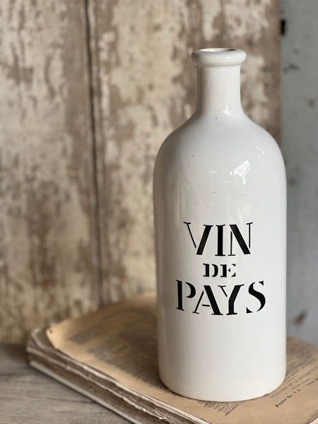Vintage Vin de Pays Transferware Bottle