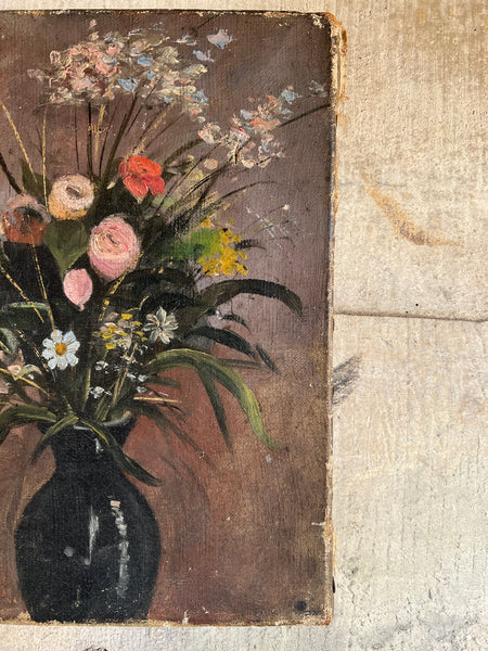 Antique Floral Oil on Canvas