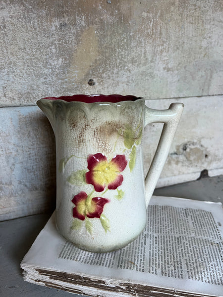 French Vintage Gorgeous Barbotine Jug