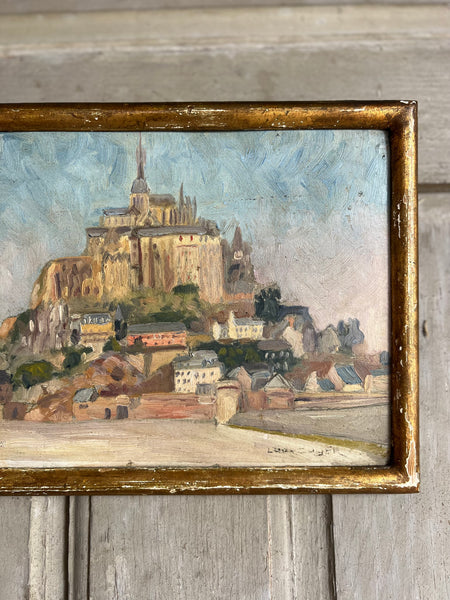 Mont St Michel Vintage French Framed Landscape Oil Painting