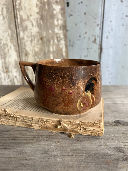 Floral Rustic Crazed Cup