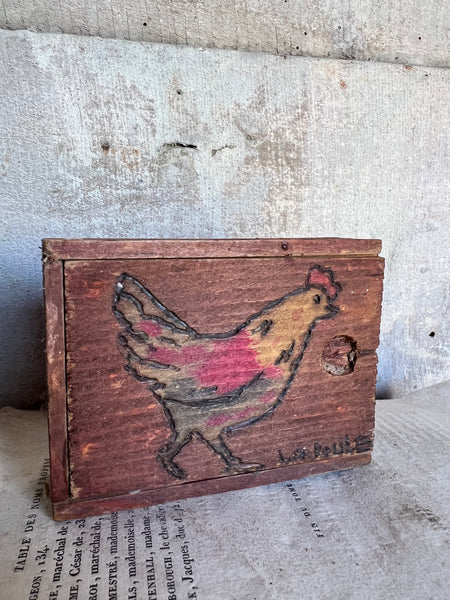 Sweet Chicken Folk Art Wooden Box
