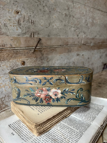 Antique 18C French Painted Wooden Box