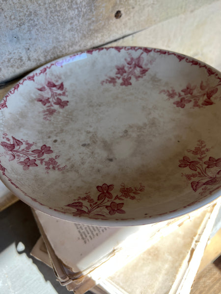 Beautiful French Floral Transferware raised dish