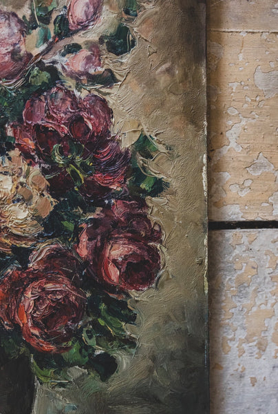 Large Floral Oil Painting on Canvas