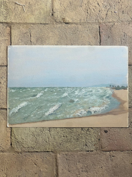 Vintage Beach Oil Painting