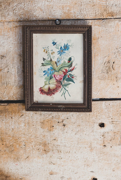 Sweet Framed French Vintage Painting