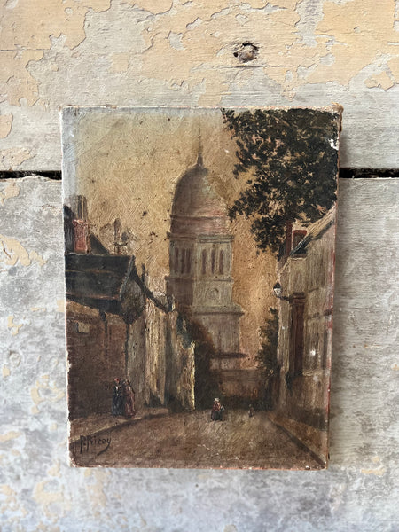 Antique Monmartre Oil on Canvas