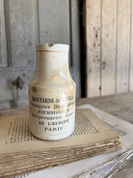 Branded French Antique Sarreguemines Stoneware Mustard Jar