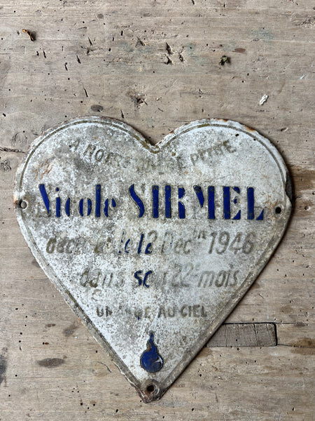 French Vintage Memorial Enamel Heart