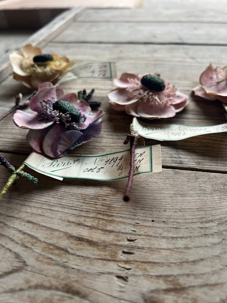 Antique French Anemone Fabric Flowers