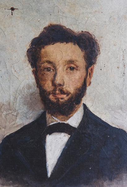 French Male Portrait Oil on Canvas