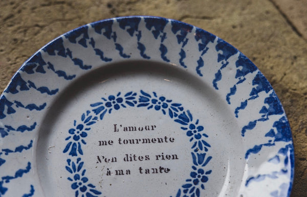Antique French Quote Plate