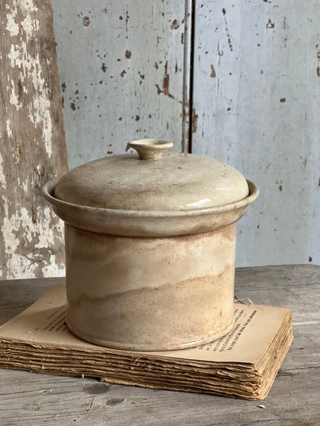 Lidded Buttery Antique Apothecary Jar