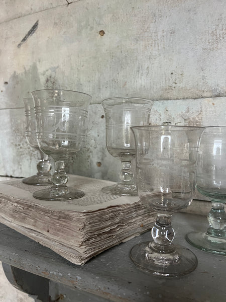 Vintage French Etched Glasses