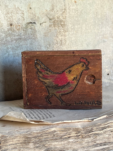 Sweet Chicken Folk Art Wooden Box