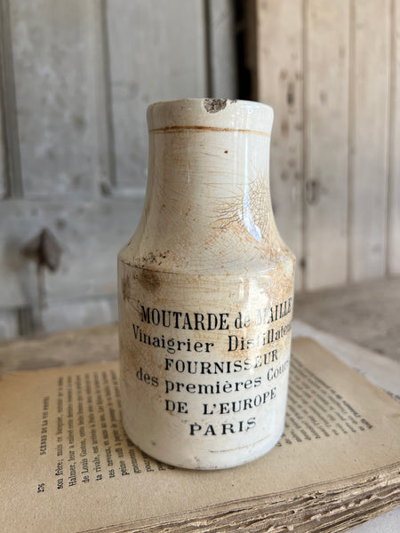 Branded French Antique Sarreguemines Stoneware Mustard Jar