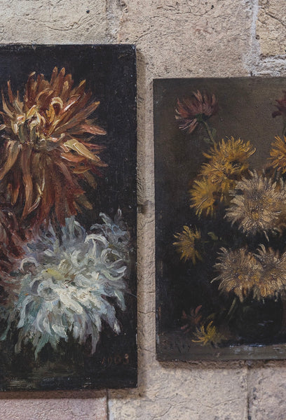 Beautiful French Floral Oil on Board 1903