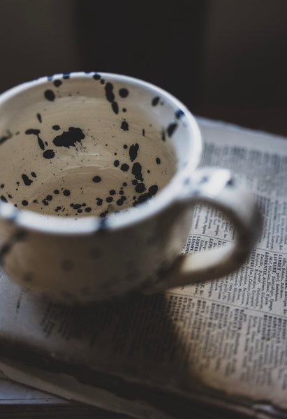 Artisan Handmade Mugs - Black Splatter