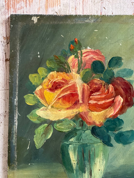 Beautiful French Floral Oil on Board