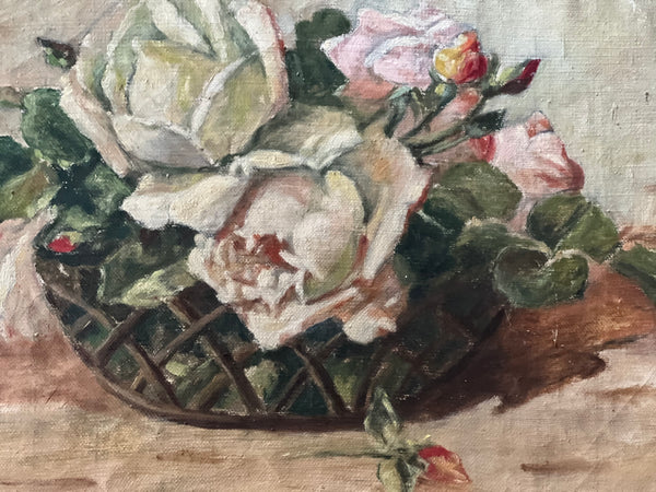 French Floral Oil on Canvas