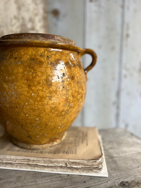 Rustic Golden Yellow Handled French Confit Jar