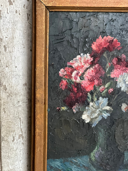 Beautiful Dark French Floral Oil on Canvas