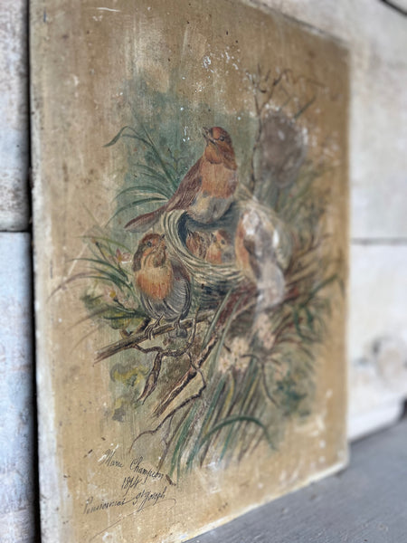Antique Bird Painting 1894