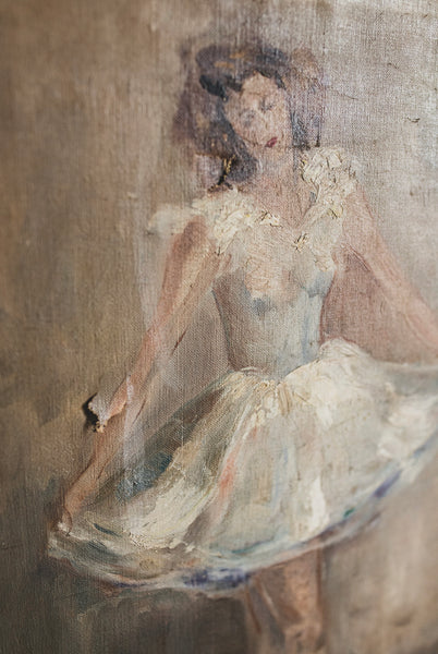 Vintage Ballerina Oil on Canvas