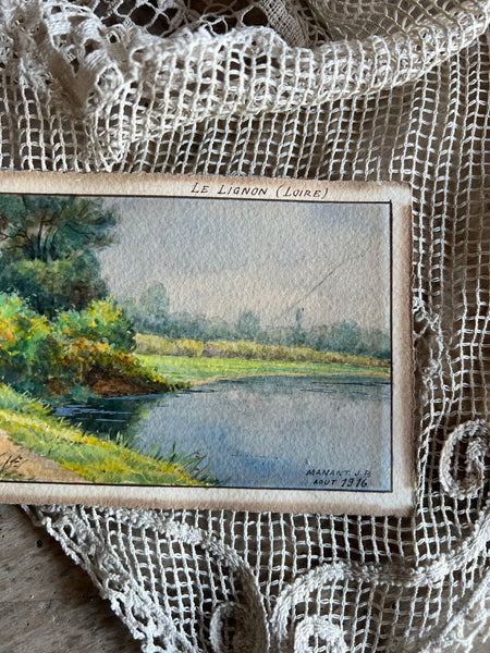 Hand Painted French Postcard - Le Lignon Loire