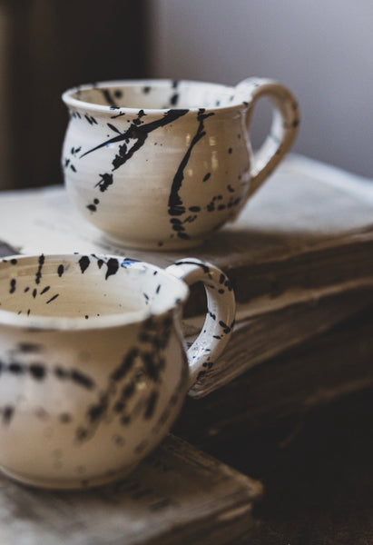 Artisan Handmade Mugs - Black Splatter