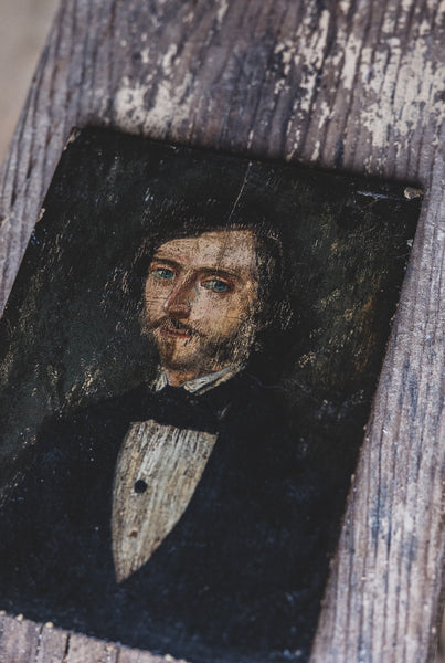 Antique French Portrait on Board - Grandfather Faure from Limousine