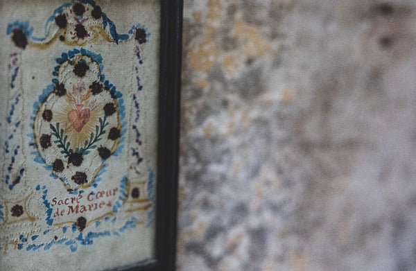 Framed Sacred Heart Religious Curio