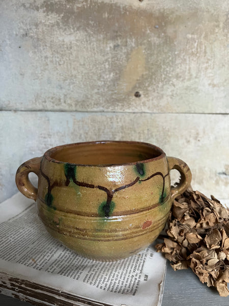 Earthenware Handled French Vintage Pot