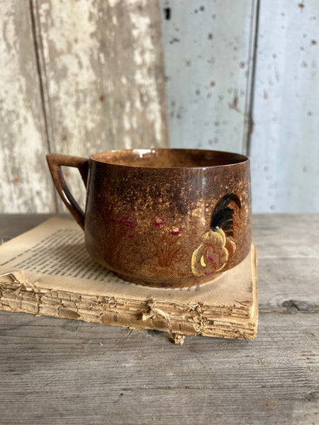 Floral Rustic Crazed Cup
