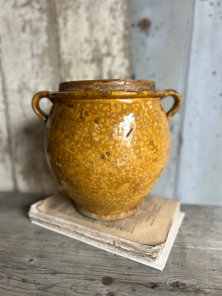 Rustic Golden Yellow Handled French Confit Jar