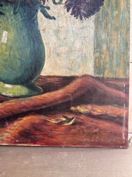 Large Floral Oil Painting on Canvas
