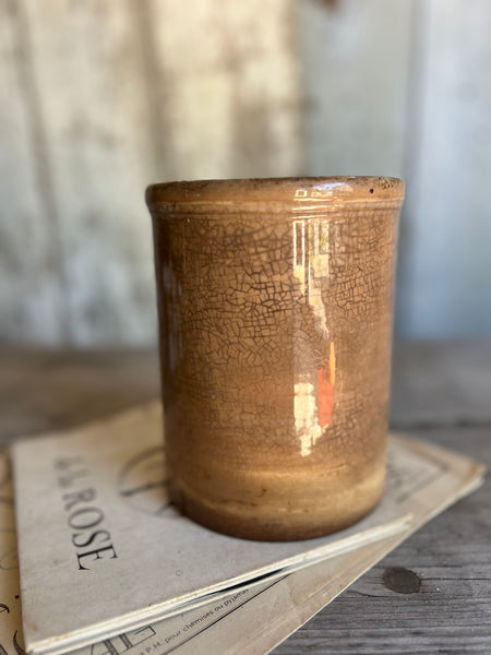 Large Buttery Crazed Creil Et Montereau Antique Confiture Pot